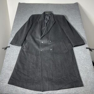 Vintage Petrocelli Wool Cashmere Coat Mens 3XL Black Double Breasted Overcoat